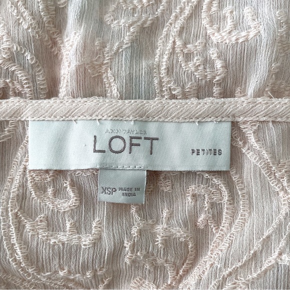 LOFT Embroidered Blouse with Long Sleeves for Layering Party Outfits Ballet Pink - Picture 5 of 6